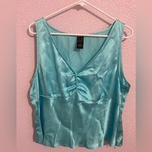 Teal silk blouse tank top size 16